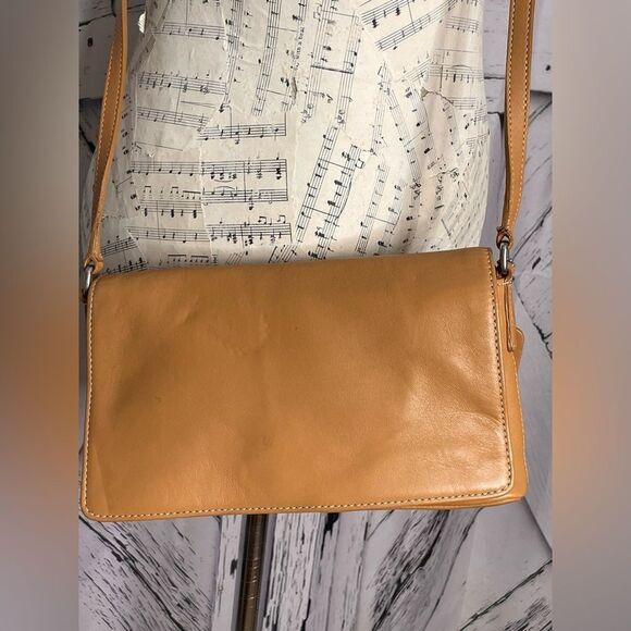 COACH #9599 Vintage Leather Demi Flap Crossbody Bag Camel